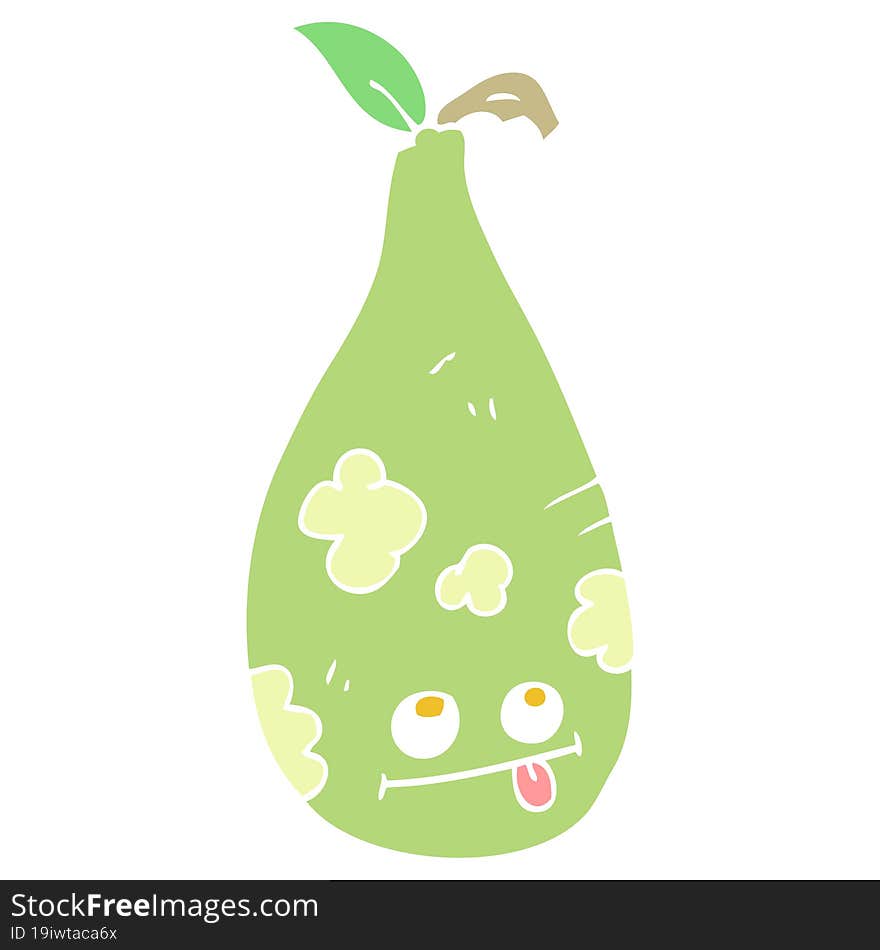 flat color illustration of a cartoon pear