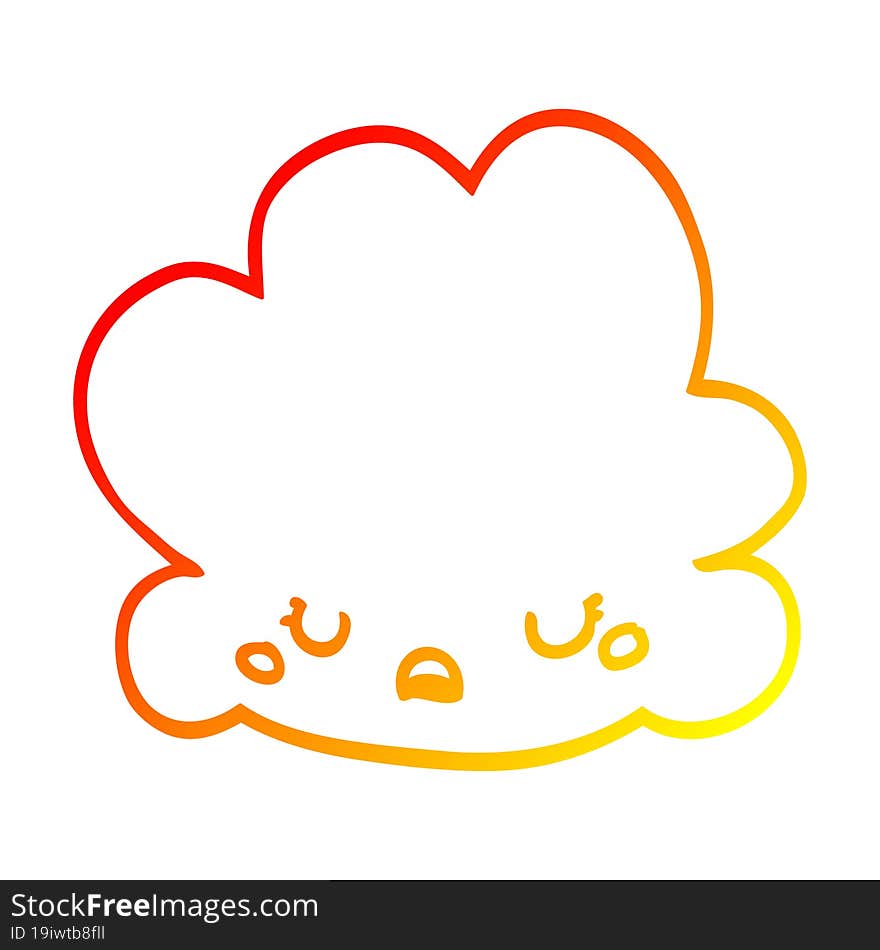 warm gradient line drawing cute cartoon cloud