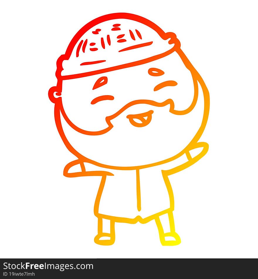 warm gradient line drawing cartoon happy bearded man