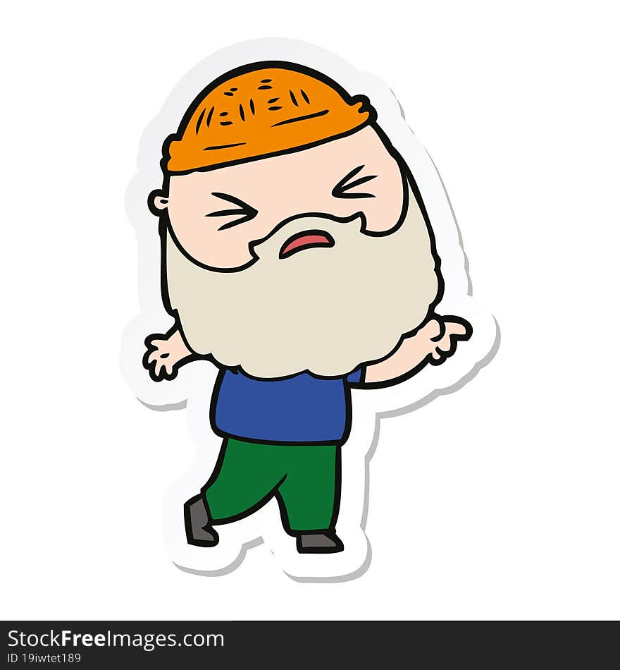 sticker of a cartoon man with beard