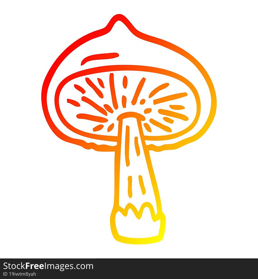 warm gradient line drawing cartoon mushroom