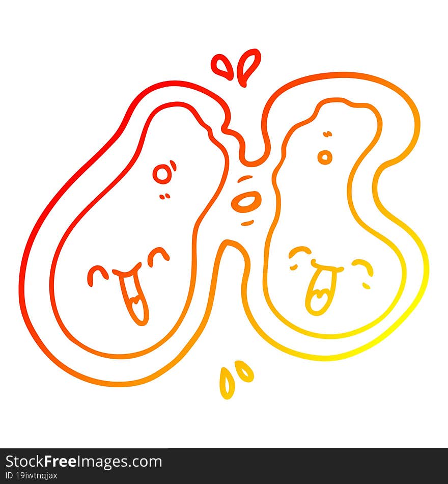 warm gradient line drawing cartoon cell dividing