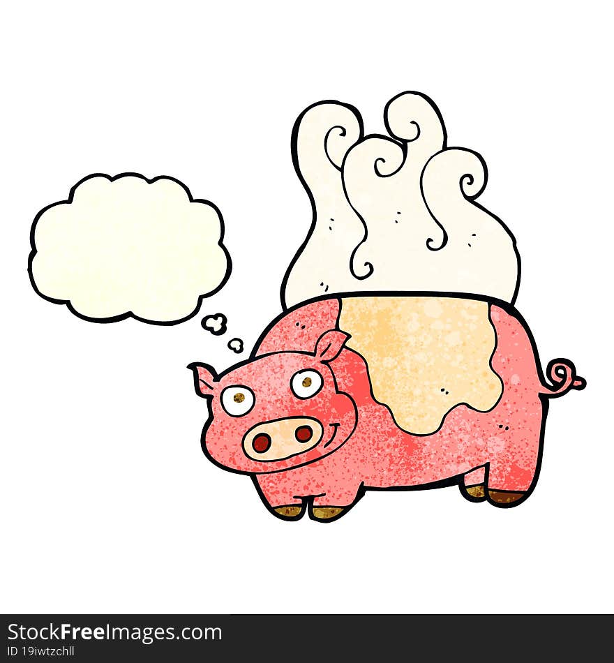 cartoon pig with thought bubble