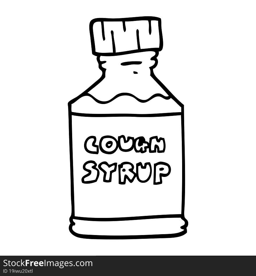 line drawing cartoon cough syrup