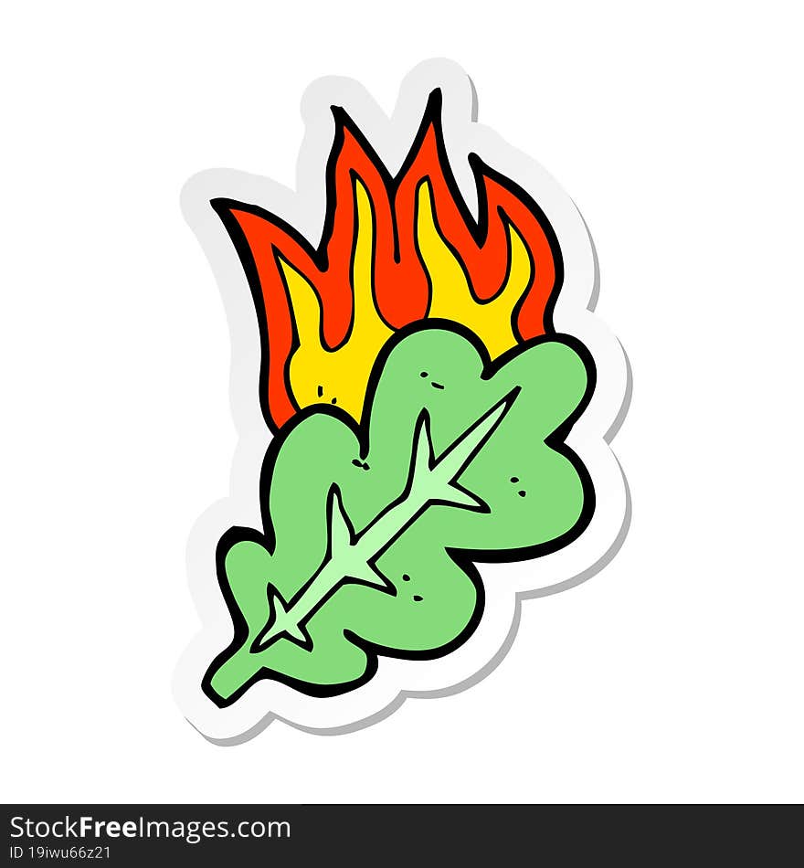 Sticker Of A Cartoon Burning Eaf Symbol