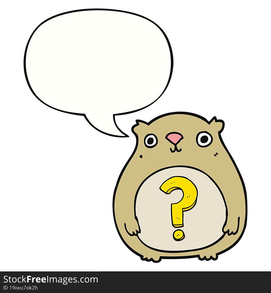 Cartoon Curious Bear And Speech Bubble