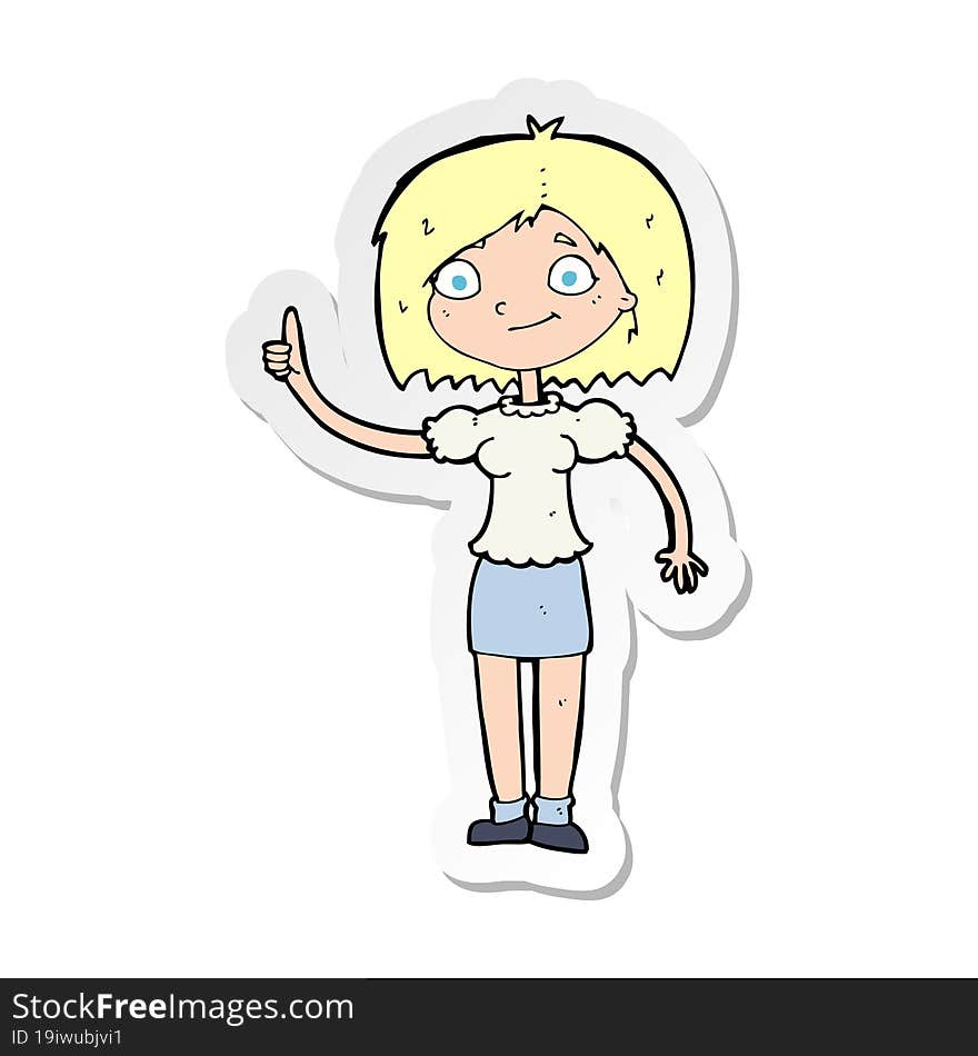 sticker of a cartoon woman with idea