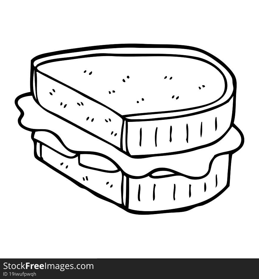 Line Drawing Cartoon Loaded Sandwich