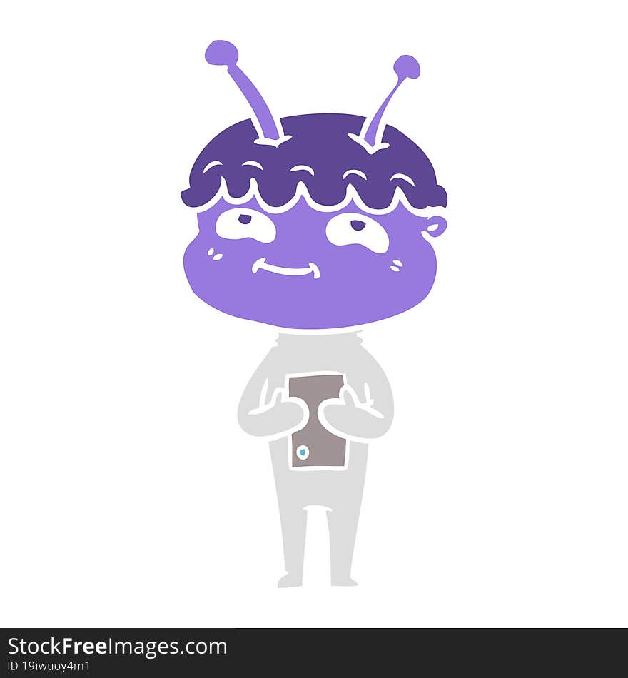 friendly flat color style cartoon spaceman