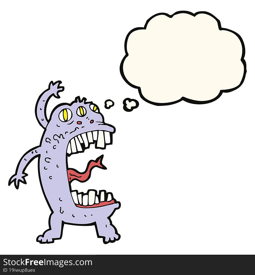 Cartoon Crazy Monster With Thought Bubble