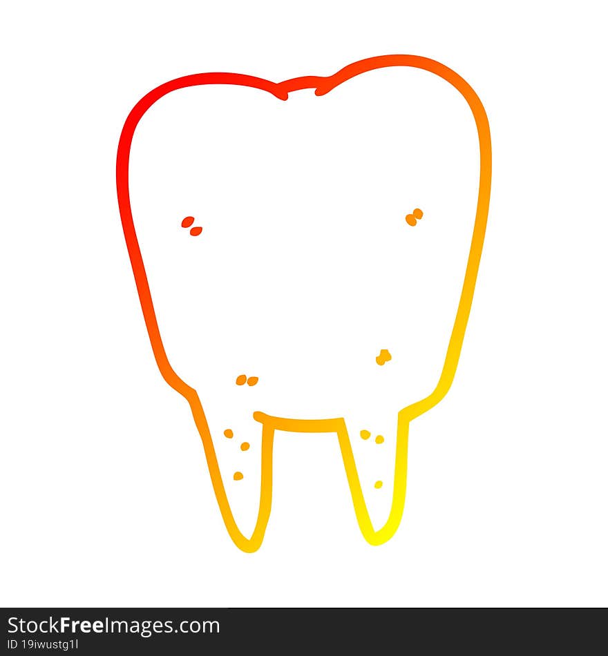 warm gradient line drawing cartoon tooth