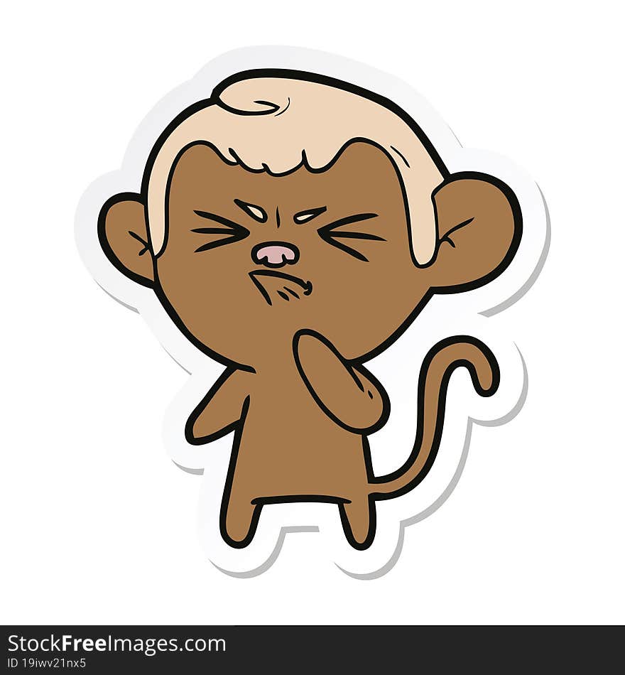 sticker of a cartoon angry monkey