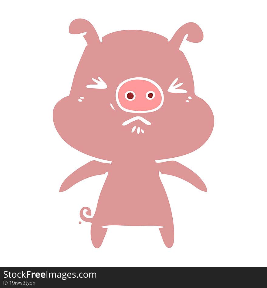 flat color style cartoon angry pig