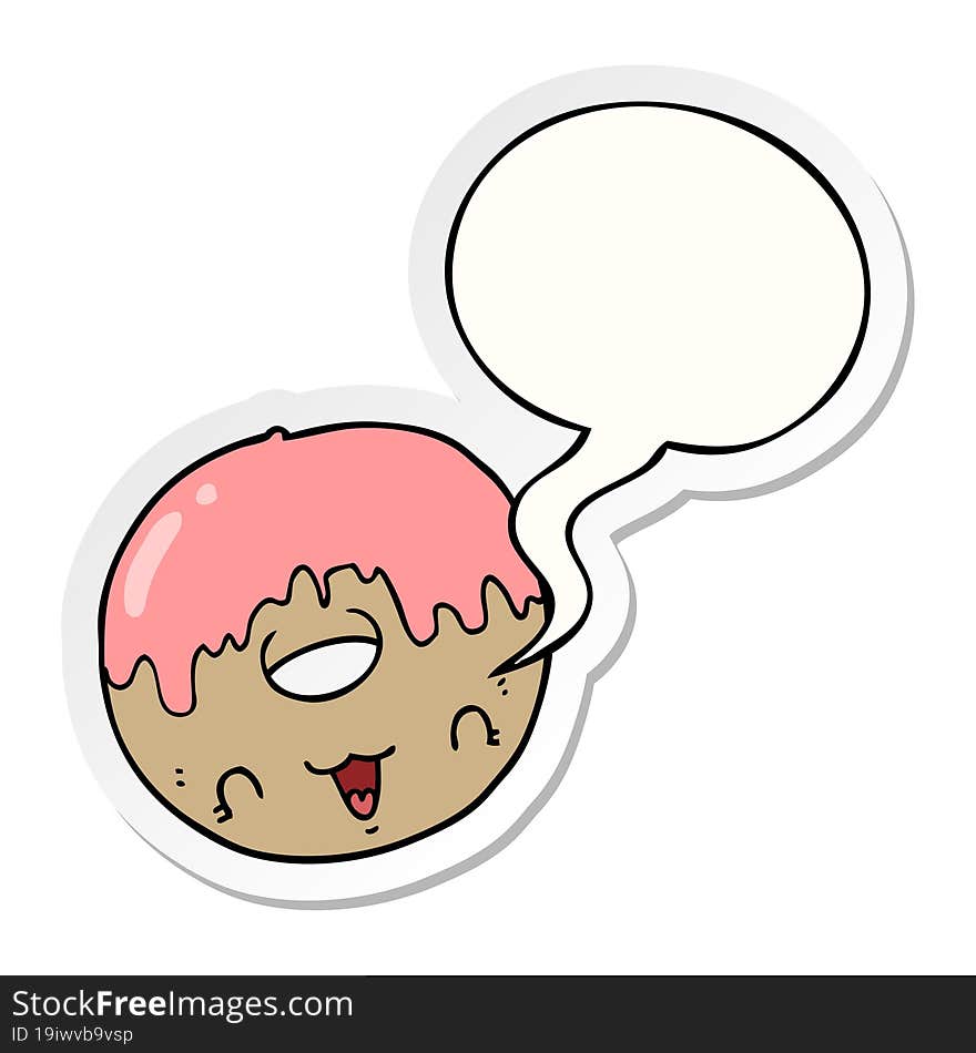 cute cartoon donut and speech bubble sticker