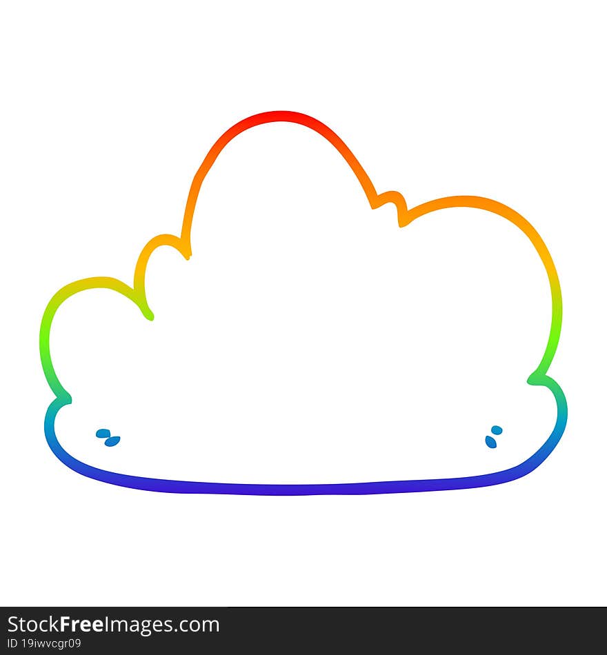 rainbow gradient line drawing cartoon cloud