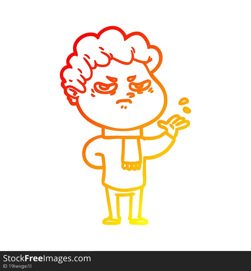 warm gradient line drawing cartoon angry man