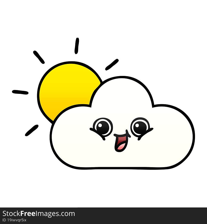 Gradient Shaded Cartoon Cloud And Sunshine