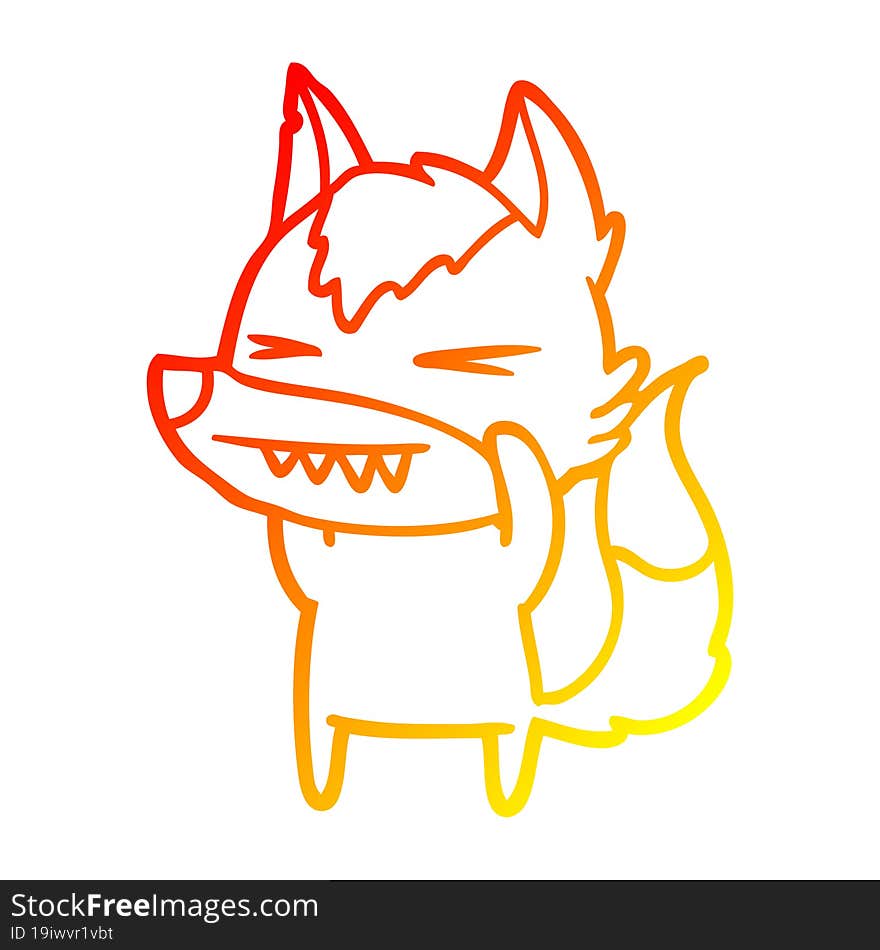 warm gradient line drawing angry wolf cartoon