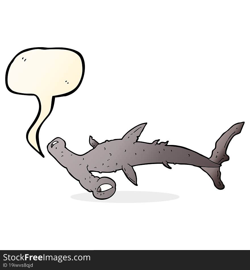 cartoon hammerhead shark with speech bubble