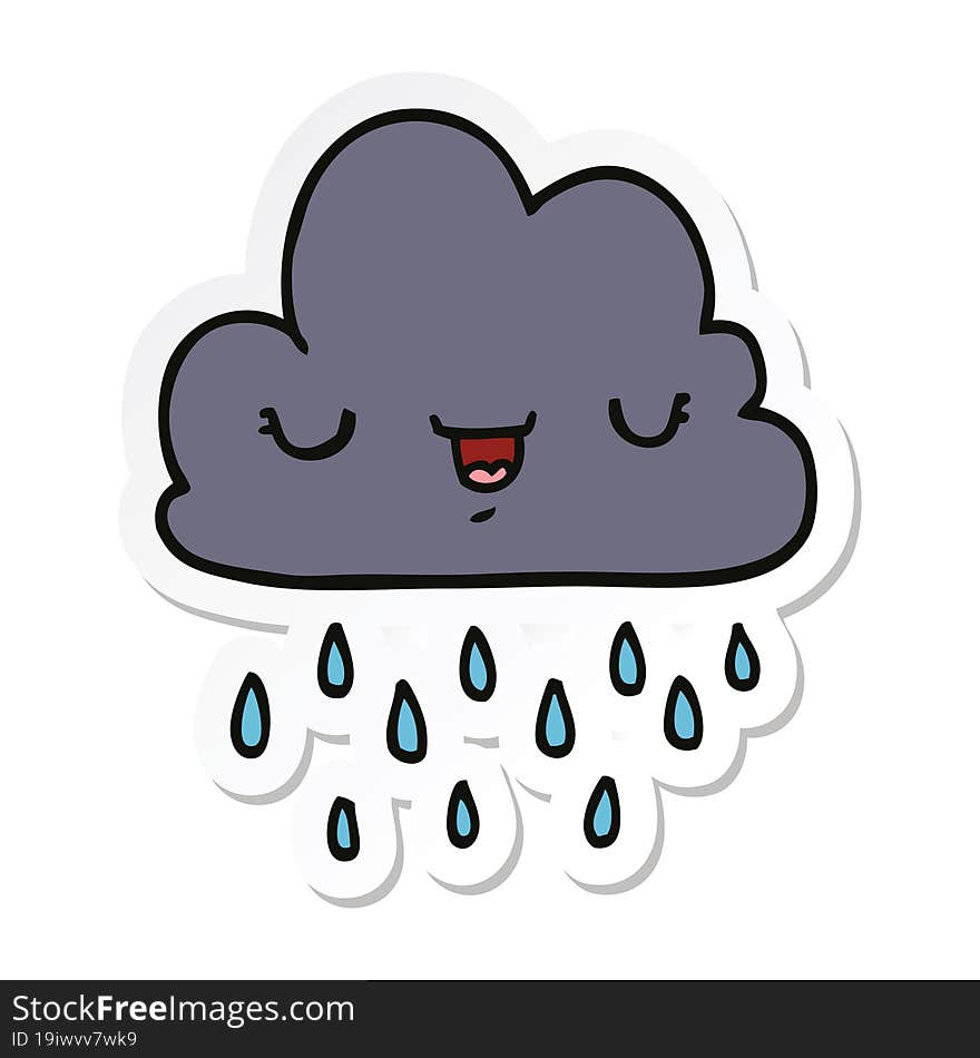 sticker of a cartoon storm cloud