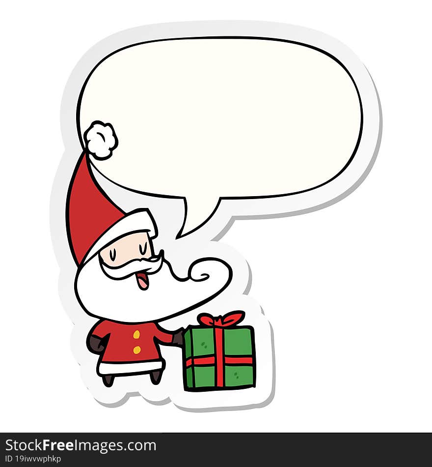 cartoon santa claus with speech bubble sticker