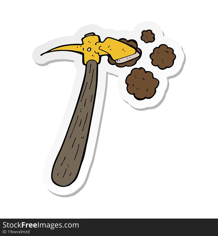 sticker of a cartoon pick axe