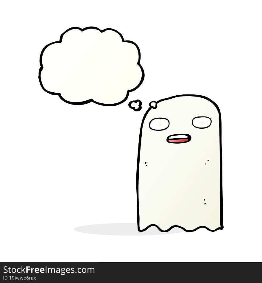 Funny Cartoon Ghost With Thought Bubble