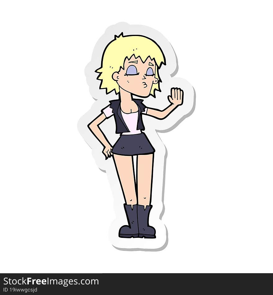 sticker of a cartoon cool girl