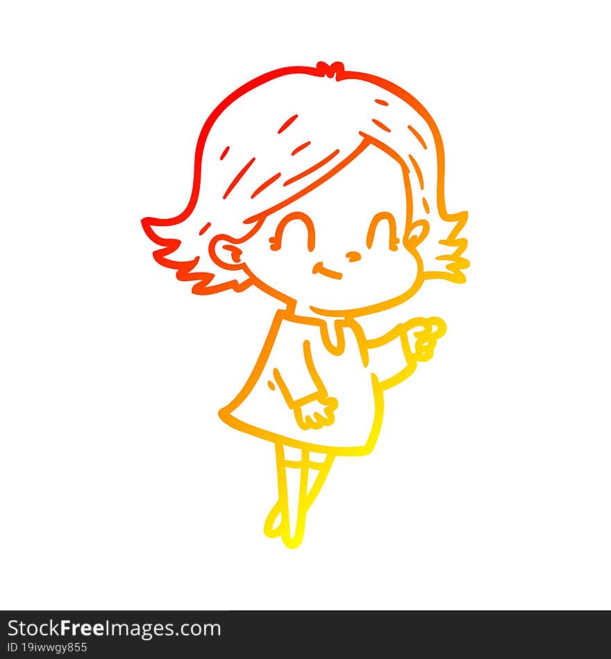 warm gradient line drawing cartoon friendly girl