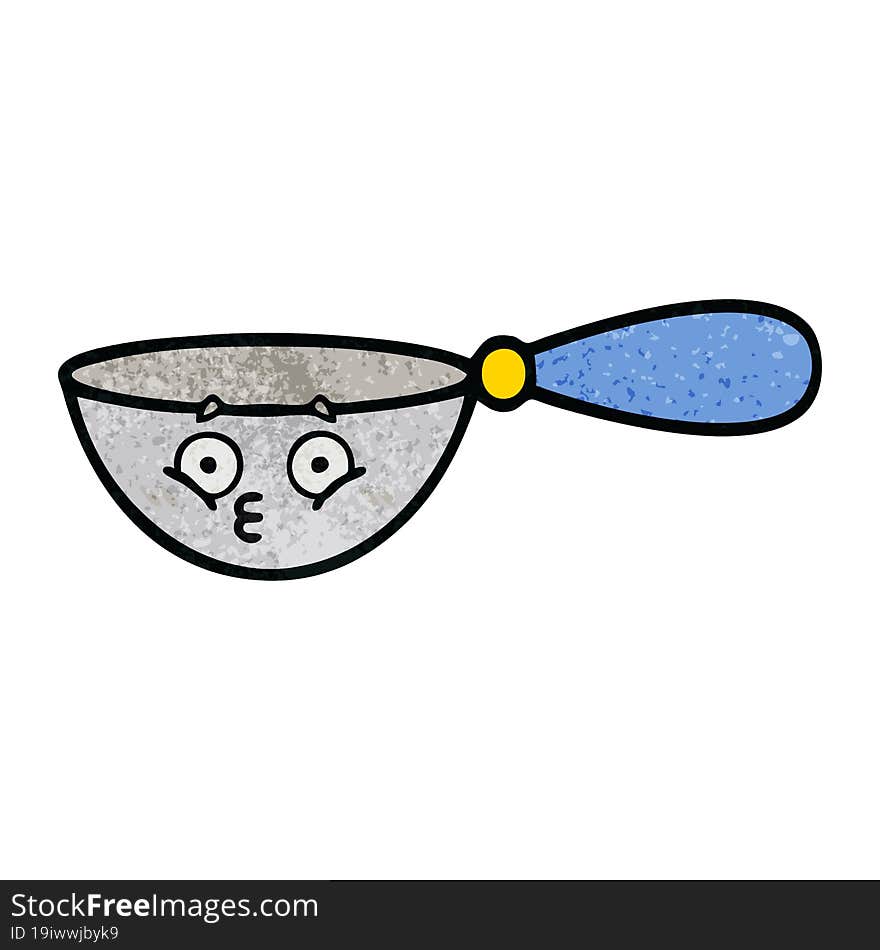 retro grunge texture cartoon of a measuring spoon