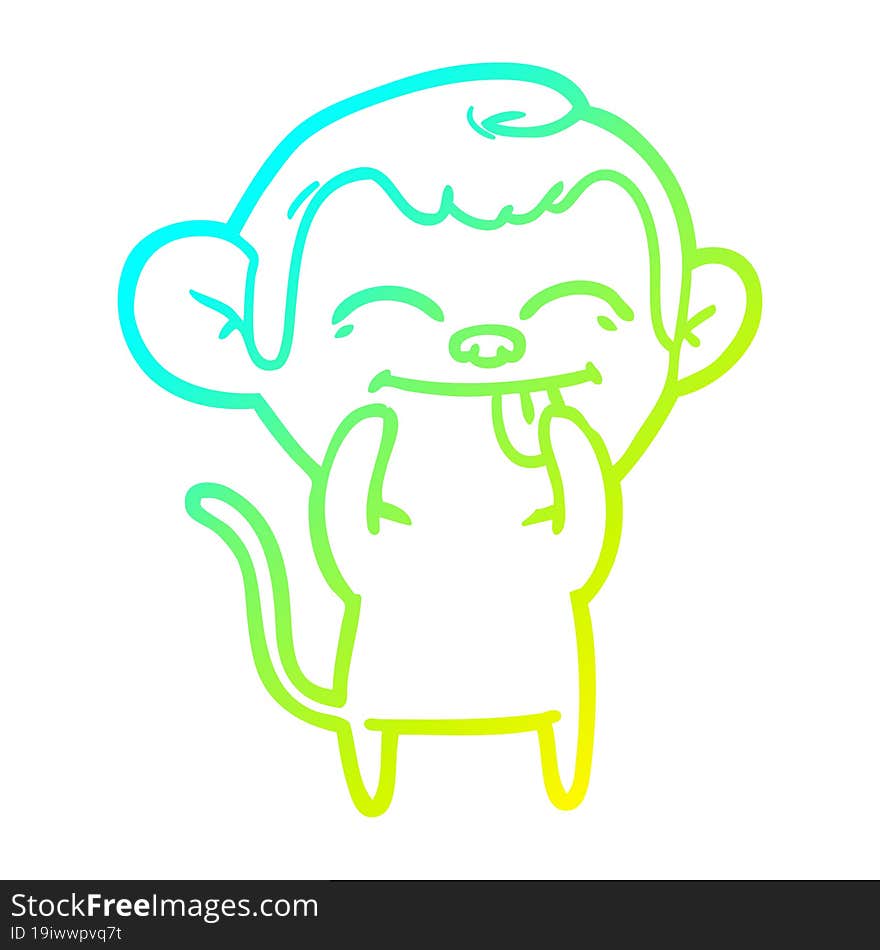 cold gradient line drawing funny cartoon monkey