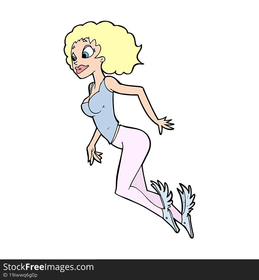 Cartoon Flying Woman