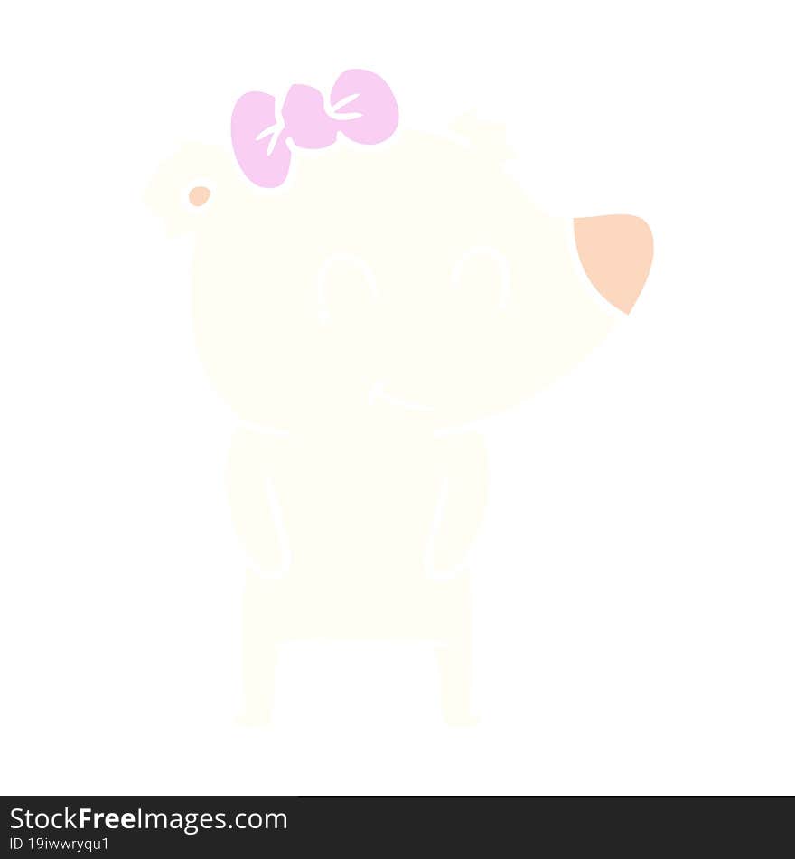 female polar bear flat color style cartoon