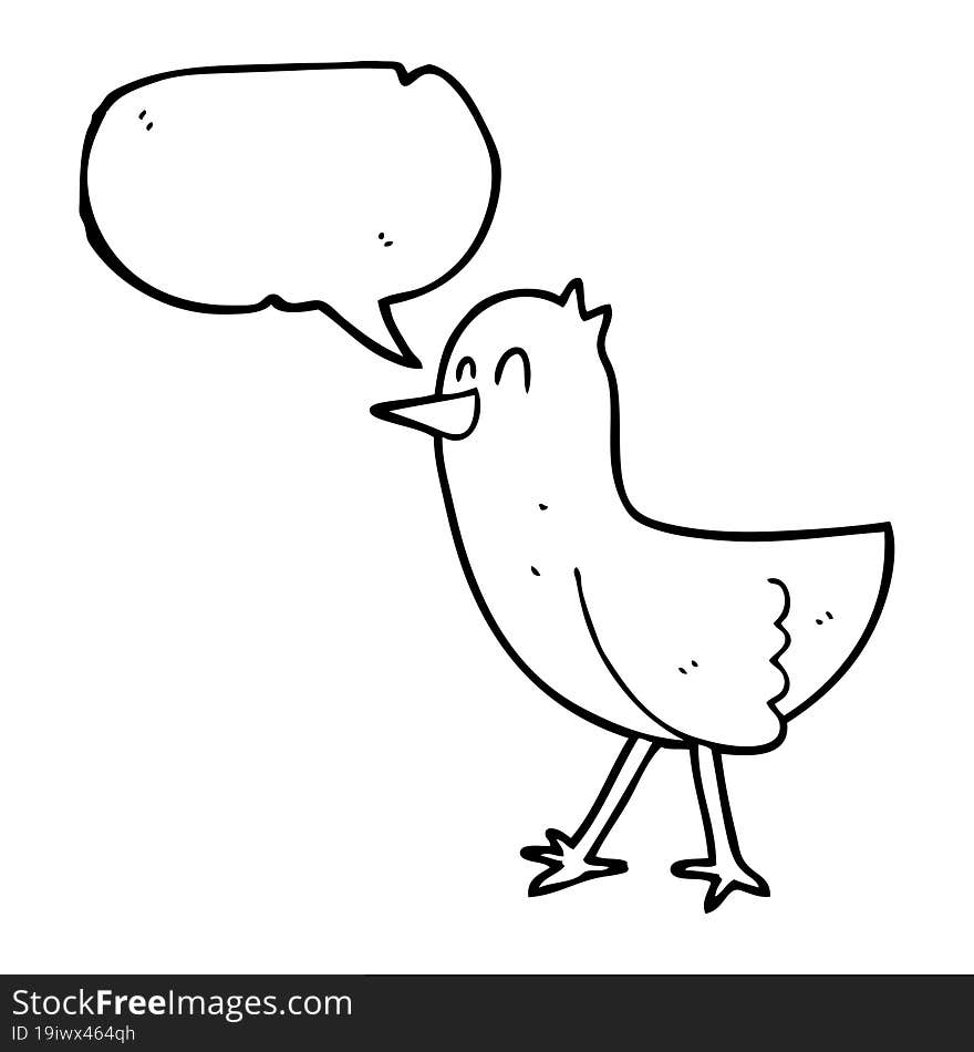 freehand drawn speech bubble cartoon bird