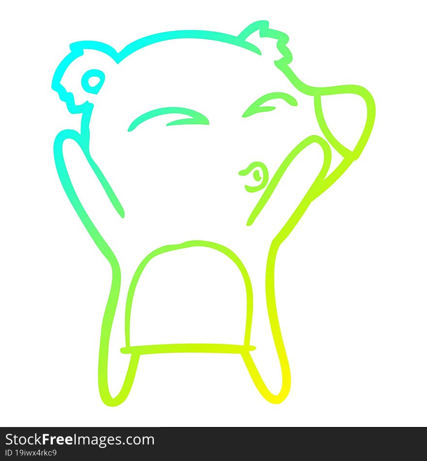 cold gradient line drawing cartoon whistling bear