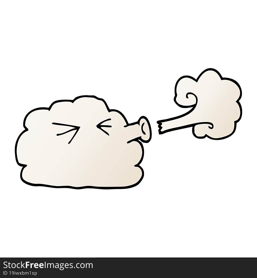 cartoon doodle cloud blowing a gale