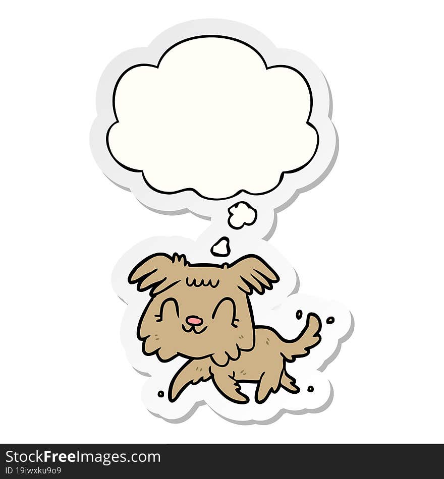 cartoon dog and thought bubble as a printed sticker