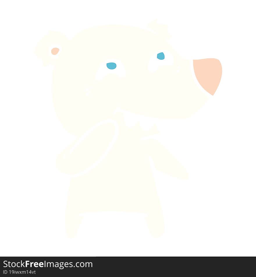 flat color style cartoon polar bear showing teeth