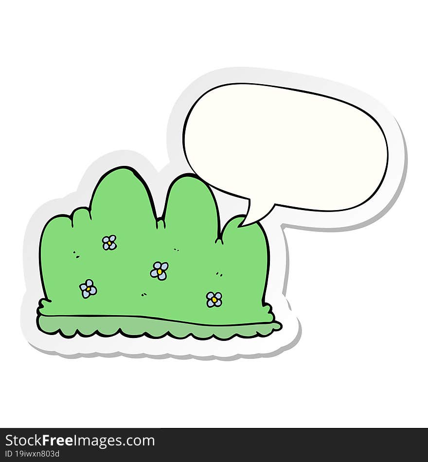 cartoon hedge with speech bubble sticker. cartoon hedge with speech bubble sticker