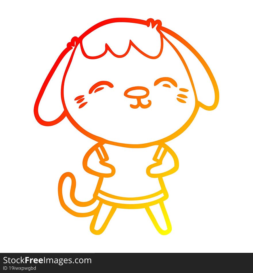 warm gradient line drawing happy cartoon dog