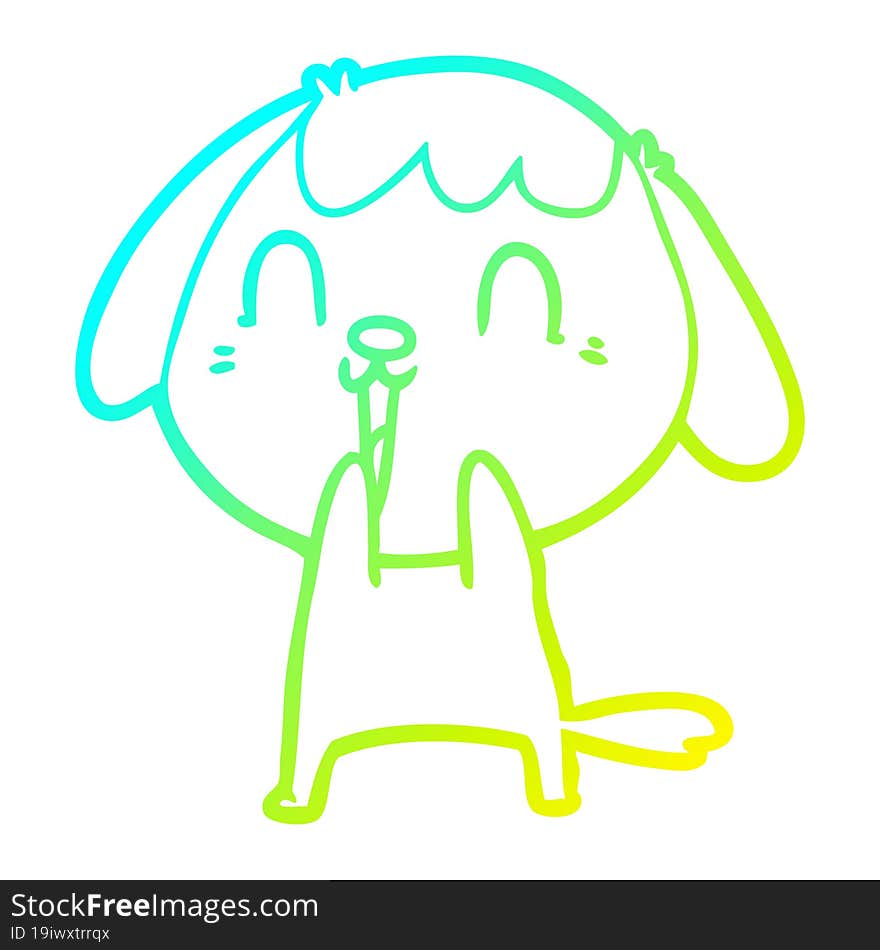 Cold Gradient Line Drawing Cute Cartoon Dog