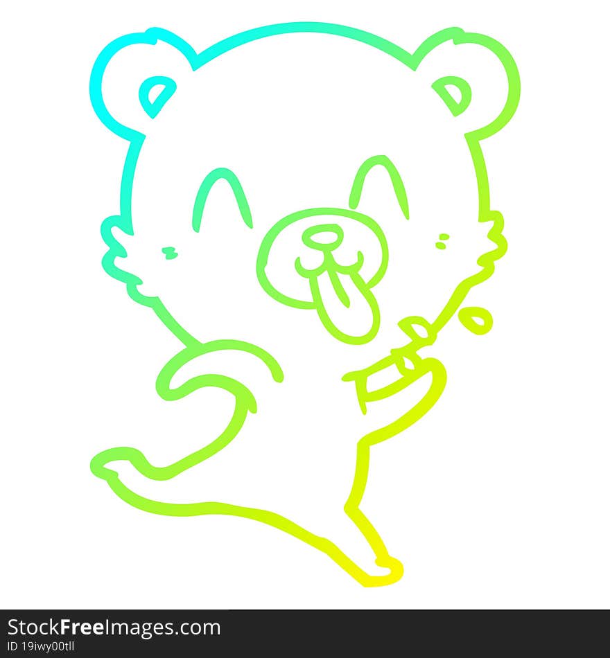 cold gradient line drawing rude cartoon polar bear sticking out tongue