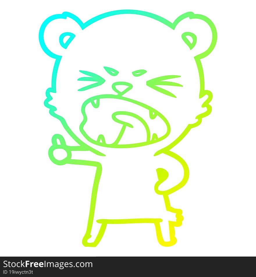 cold gradient line drawing angry cartoon bear