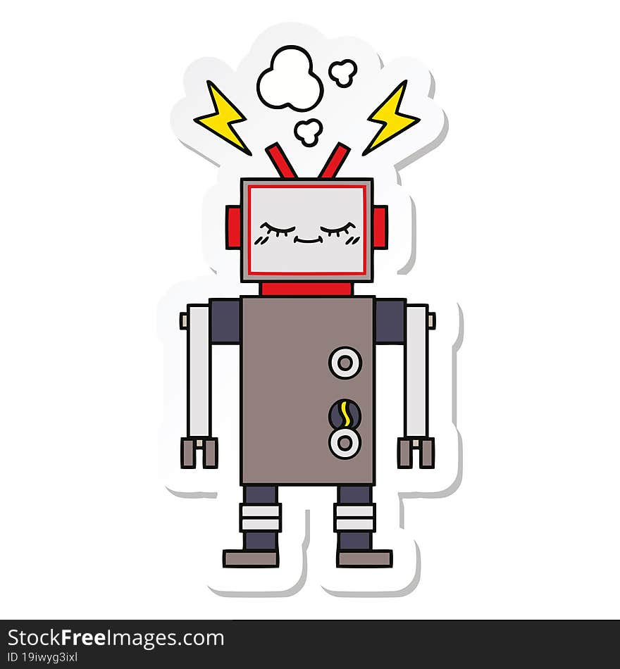 Sticker Of A Cute Cartoon Dancing Robot