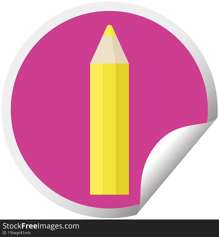 yellow coloring pencil graphic vector illustration circular sticker. yellow coloring pencil graphic vector illustration circular sticker