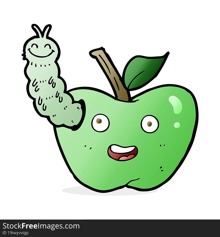 Cartoon Apple With Bug