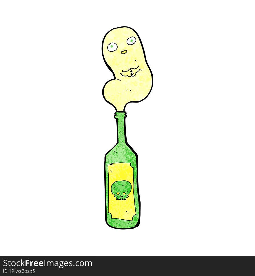 cartoon ghost in bottle