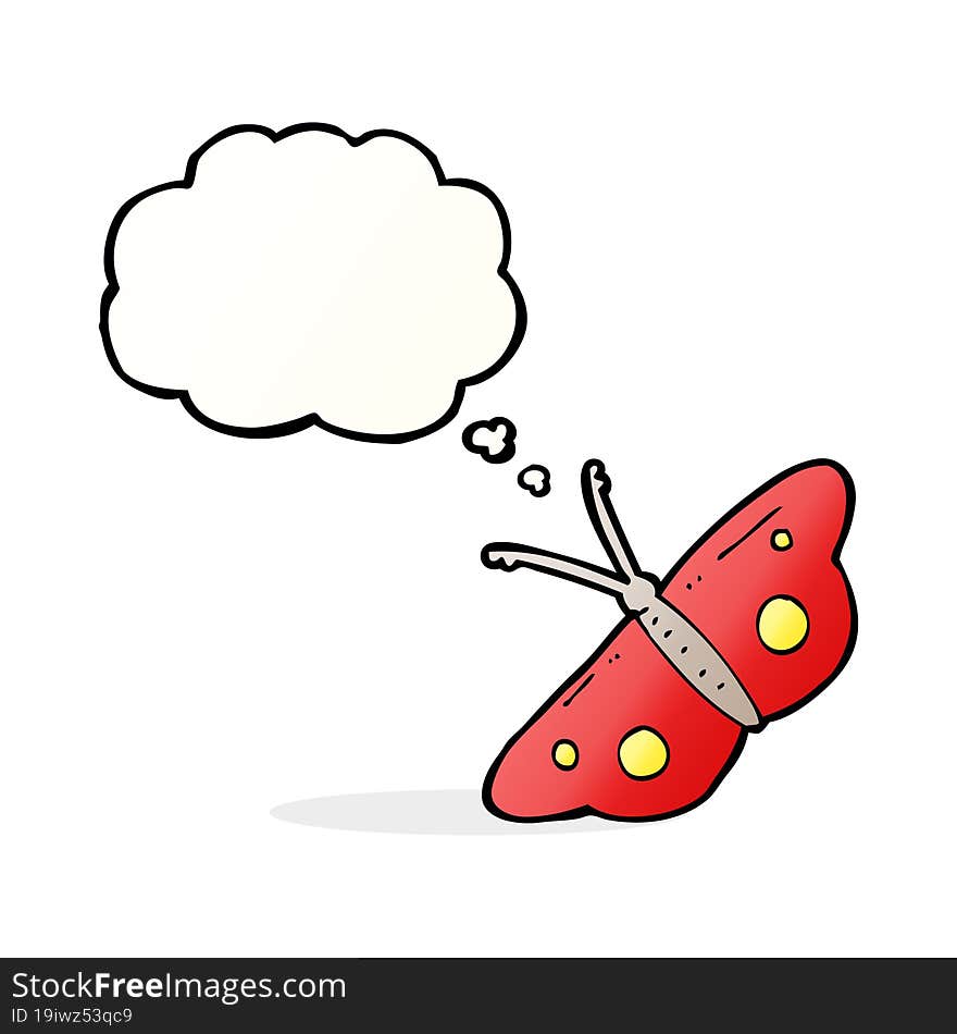 Cartoon Butterfly Symbol With Thought Bubble