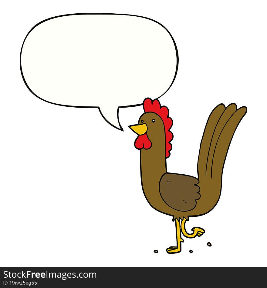 cartoon rooster with speech bubble. cartoon rooster with speech bubble