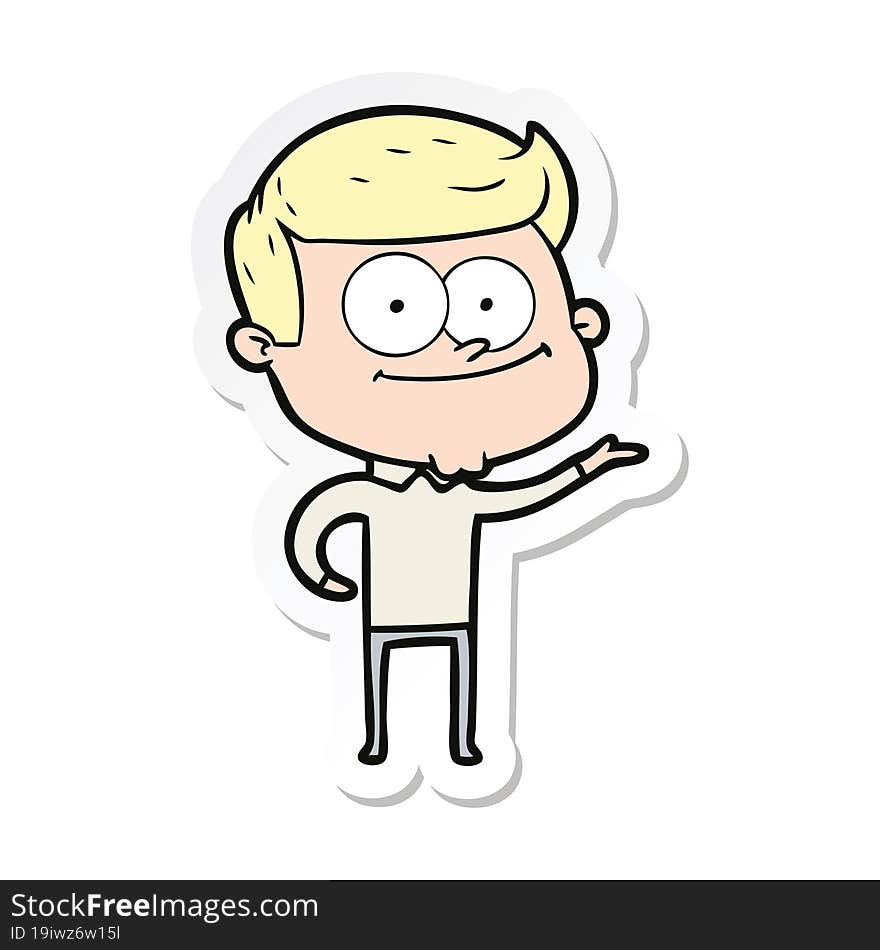 sticker of a cartoon happy man